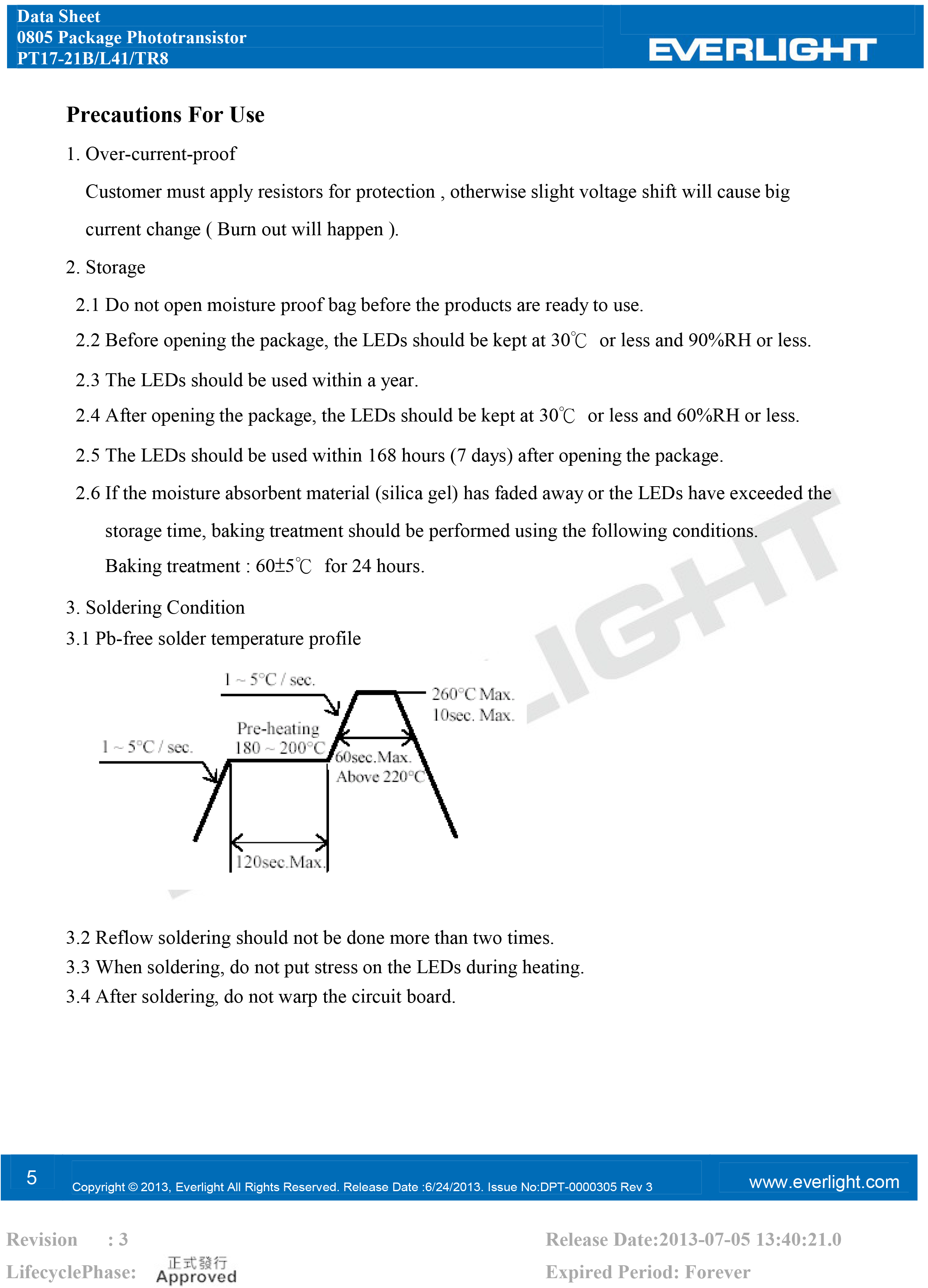 亿光贴片0805接收管PT17-21B/L41/TR8规格书PDF（数据表）