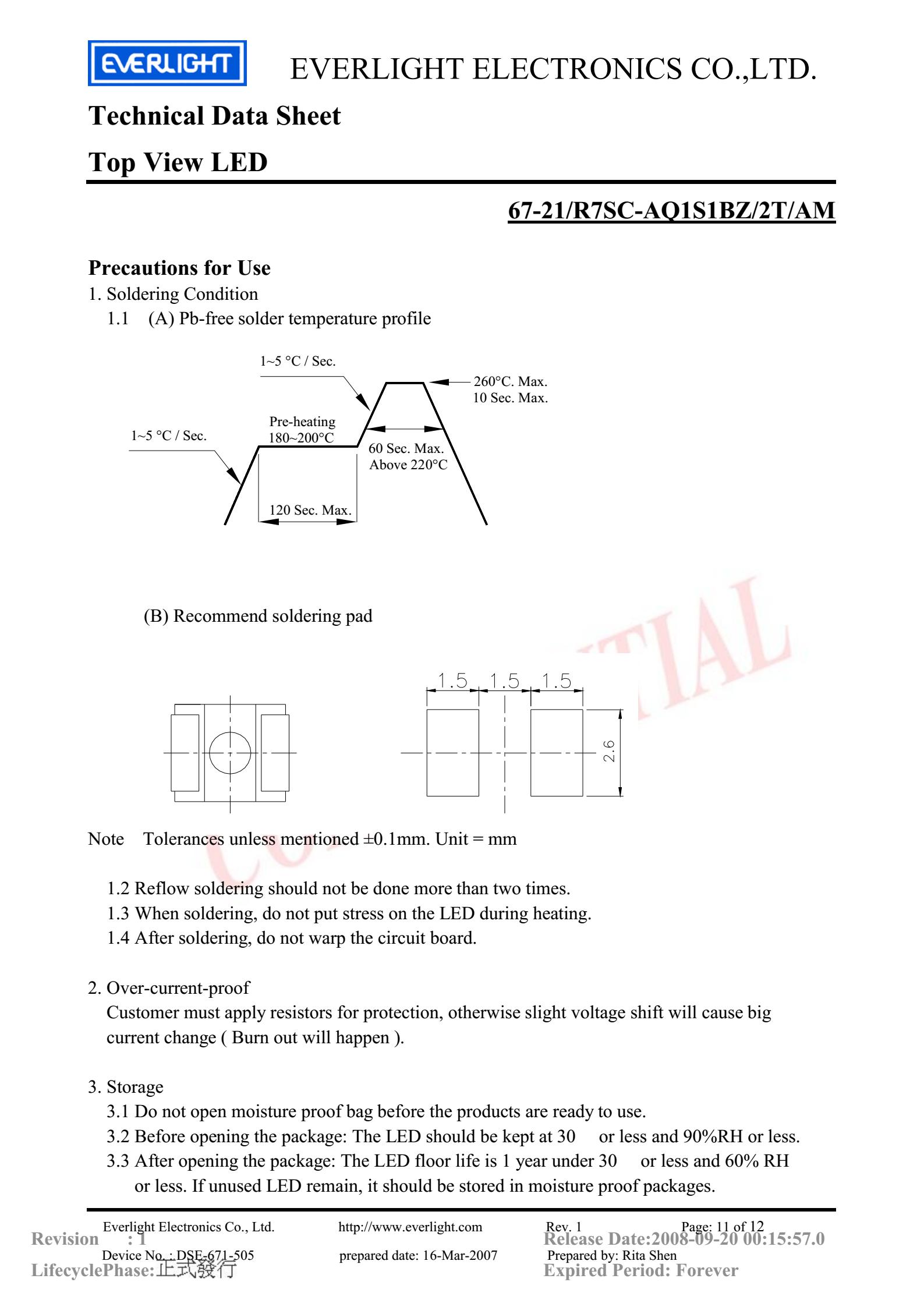 亿光贴片3528汽车专用灯珠67-21/R7SC-AQ1S1BZ/2T/AM参数及规格书(PDF 数据表)