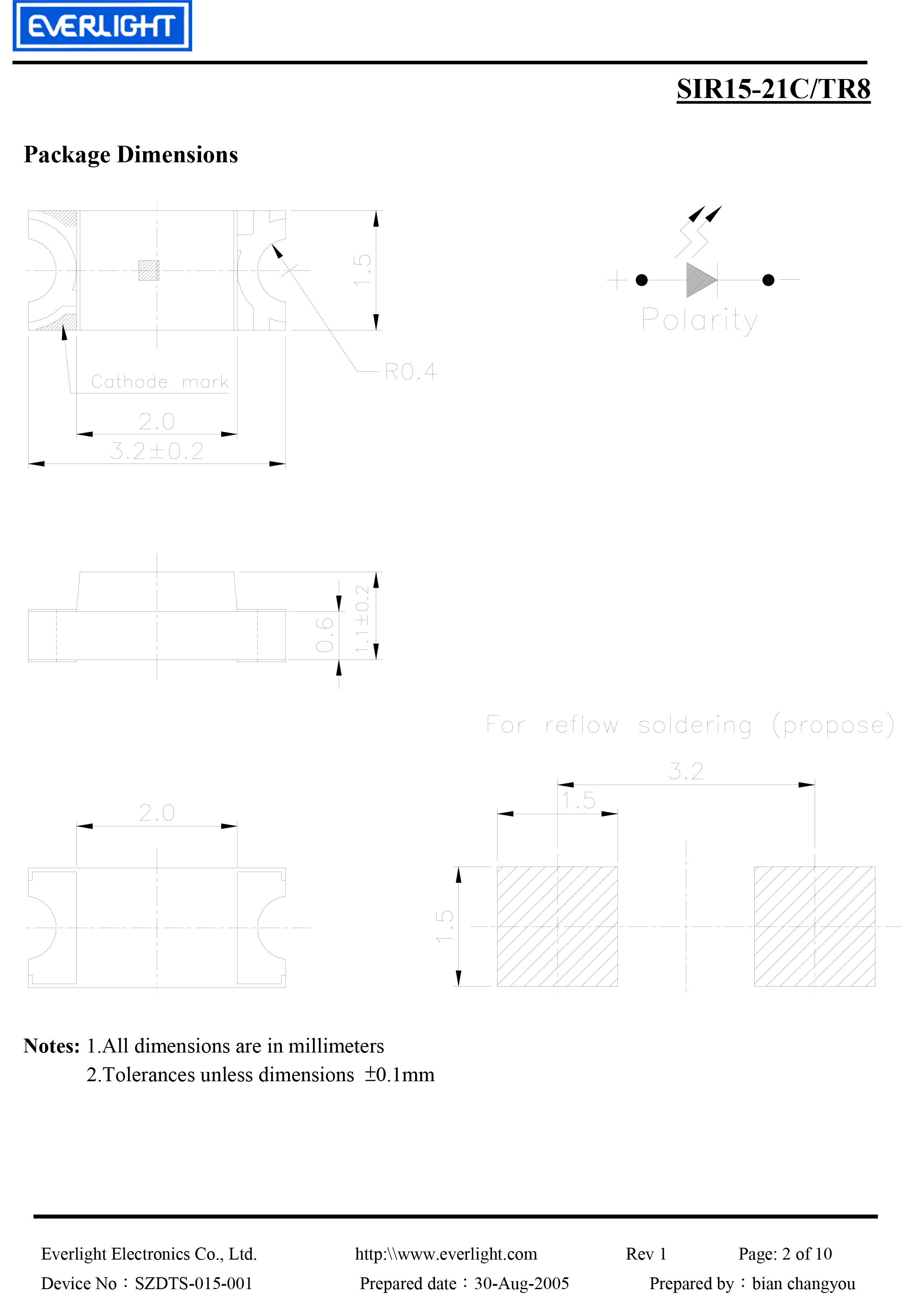亿光贴片1206红外发射管SIR15-21C/TR8规格书PDF
