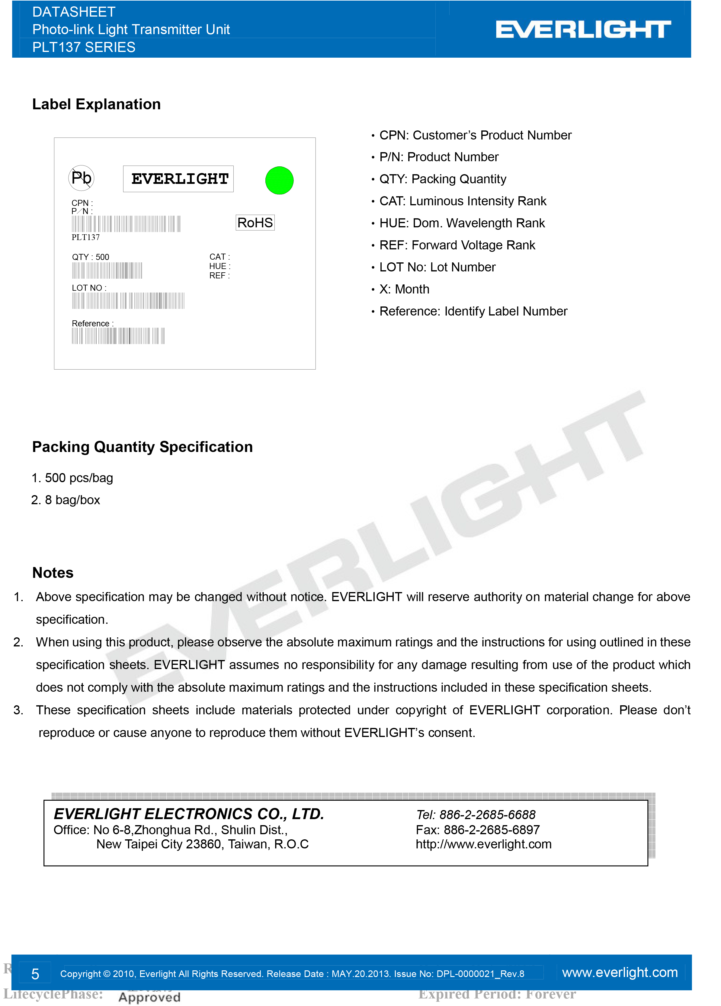 亿光光纤接发射器PLT137传输器-收发器规格书PDF 数据表