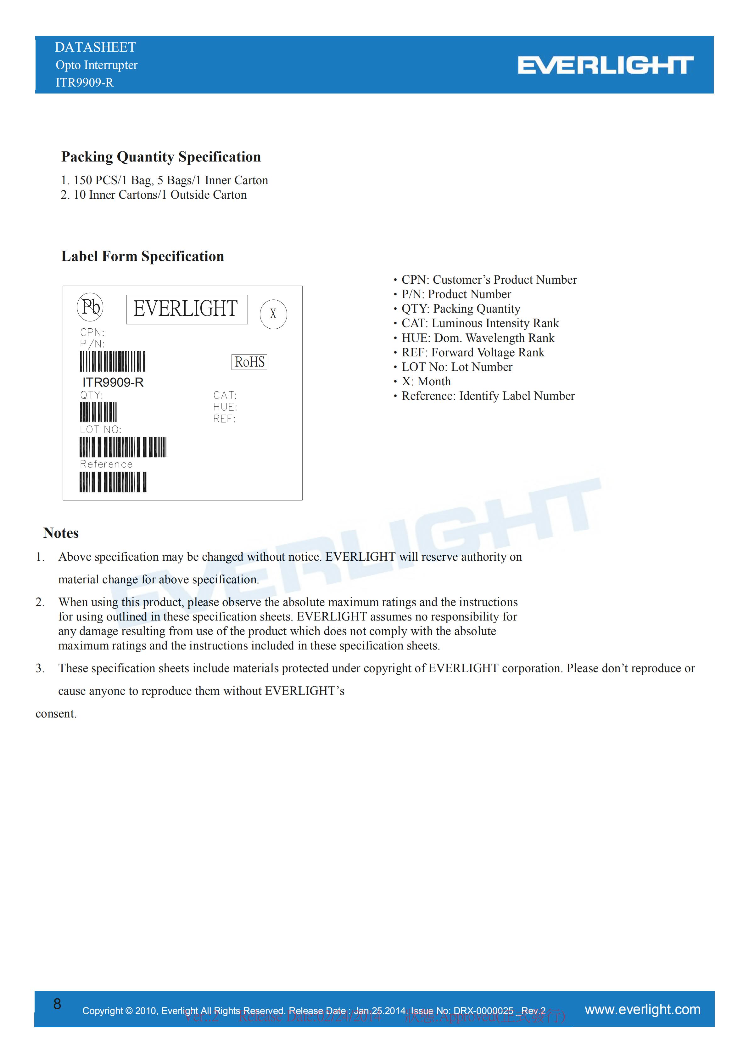 亿光反射式光电开关ITR9909-R开关传感器参数及规格书(PDF 数据表)