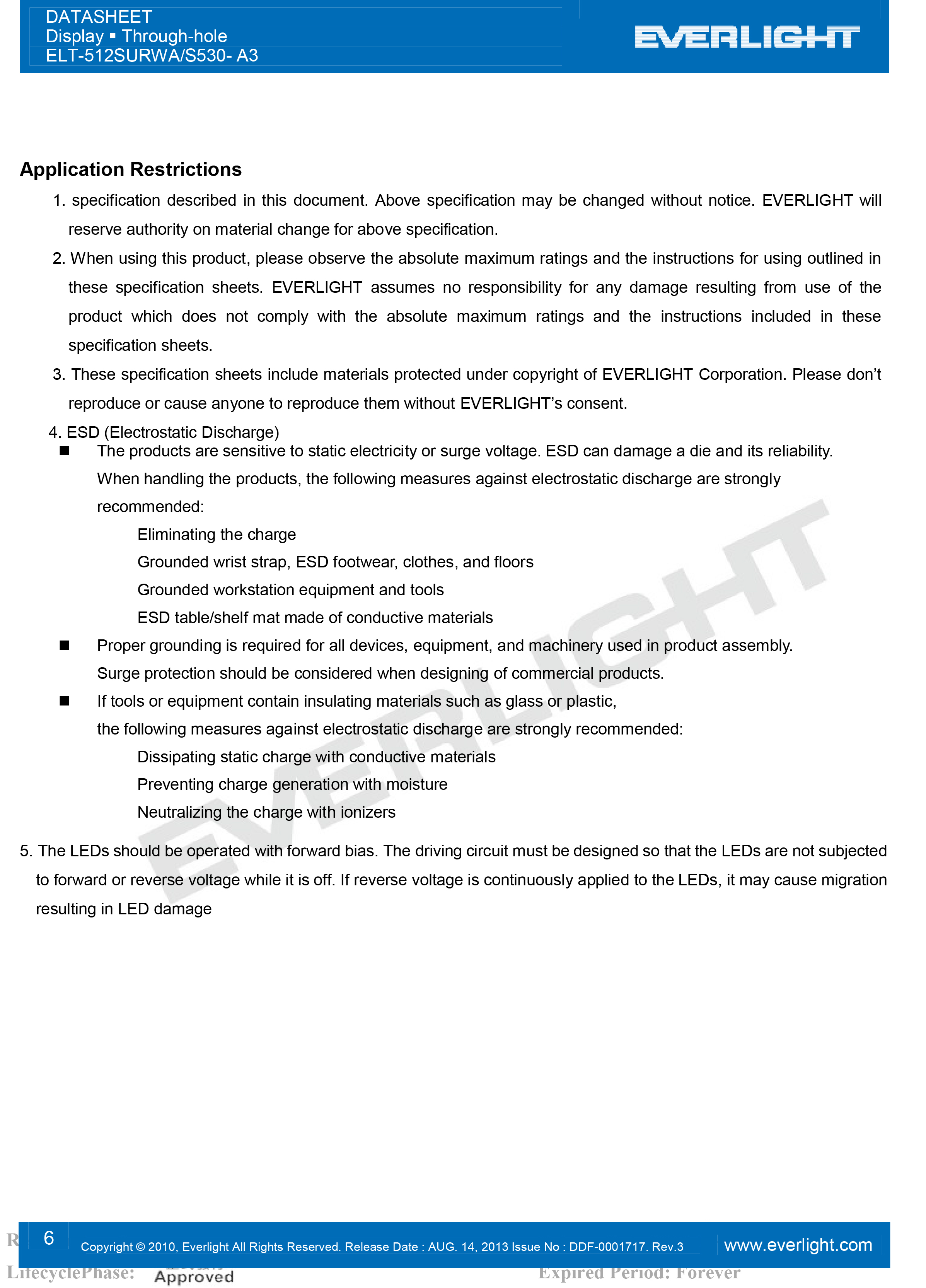 亿光三位直插数码管ELT-512SURWA/S530-A3规格书PDF